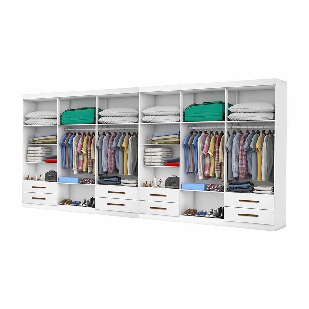 Closet Casal Duplo Lu 12 Portas 8 Gavetas Branco - 2