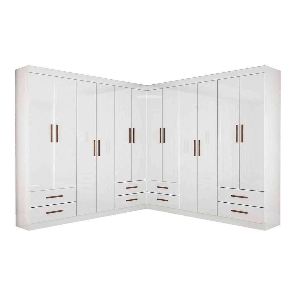 Closet Casal Duplo Lu 12 Portas 8 Gavetas Branco - 3