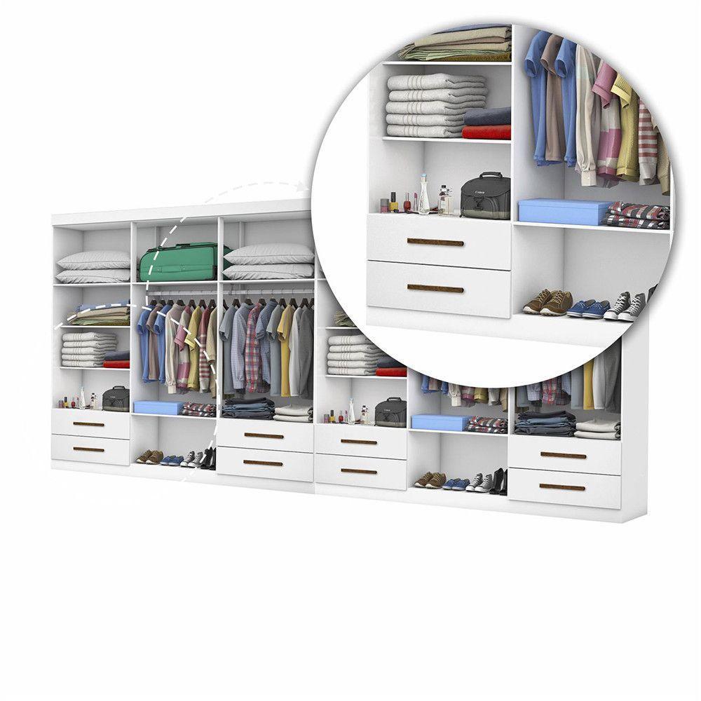 Closet Casal Duplo Lu 12 Portas 8 Gavetas Branco - 6