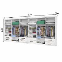 Closet Casal Duplo Lu 12 Portas 8 Gavetas Branco