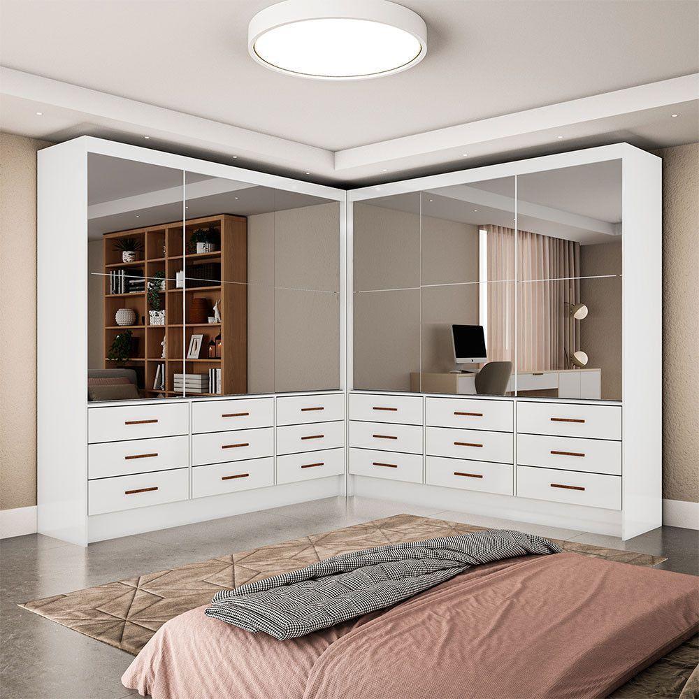 Closet Sevilha 6 Portas Casal Duplo Premium 18 Gavetas Cario Branco - 1