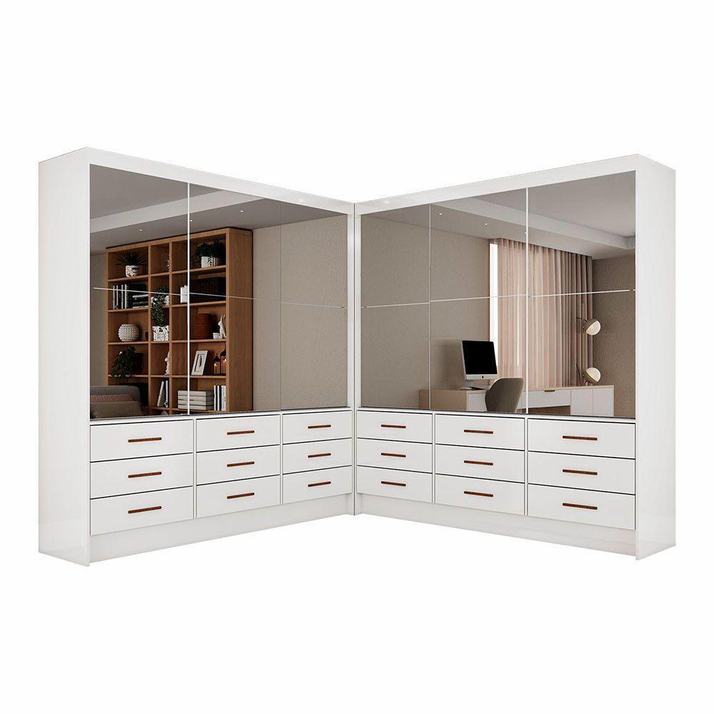 Closet Sevilha 6 Portas Casal Duplo Premium 18 Gavetas Cario Branco - 3