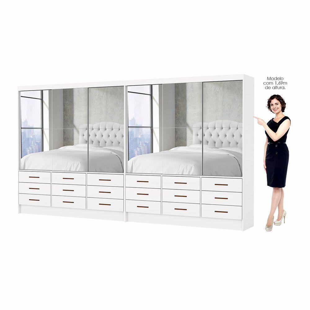 Closet Sevilha 6 Portas Casal Duplo Premium 18 Gavetas Cario Branco - 4