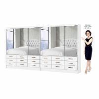 Closet Sevilha 6 Portas Casal Duplo Premium 18 Gavetas Cario Branco