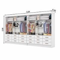 Closet Sevilha 6 Portas Casal Duplo Premium 18 Gavetas Cario Branco - 7
