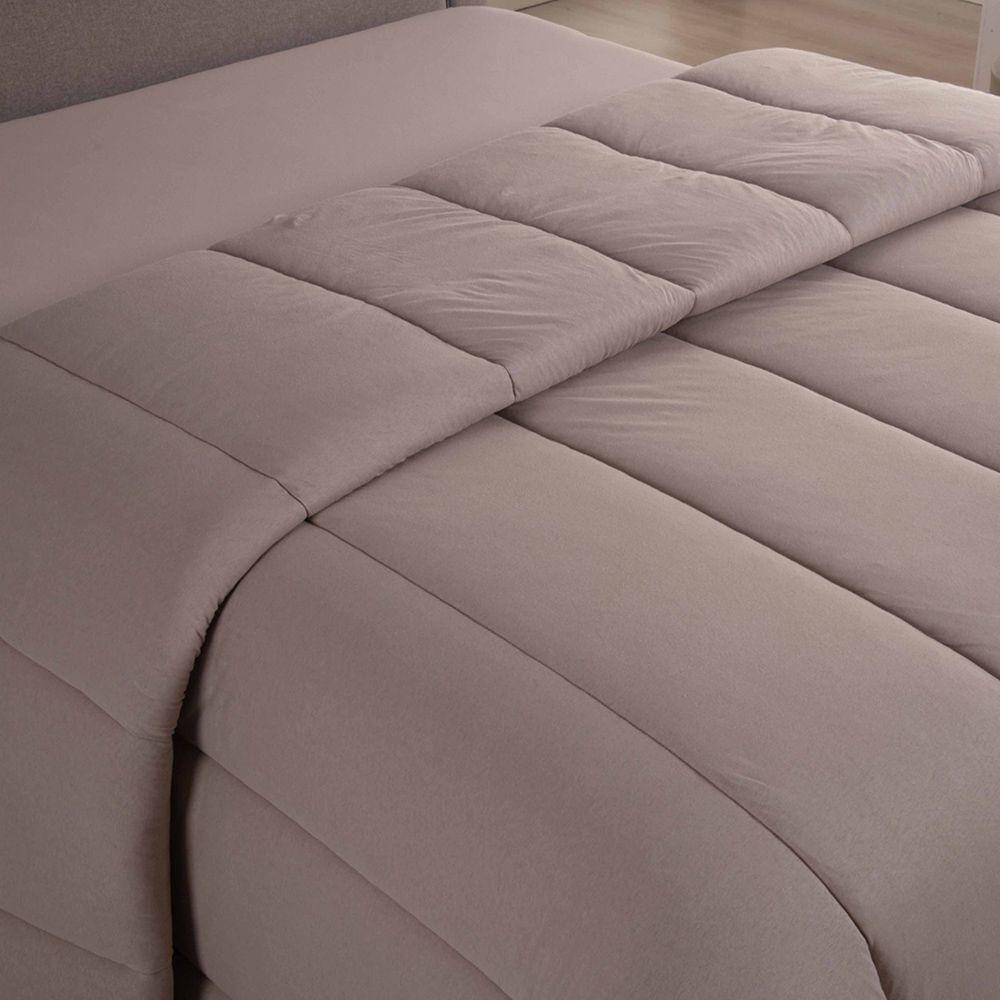 Edredom Coberdrom Sereno Queen Em Malha - Cáqui - 100% Algodão - 2