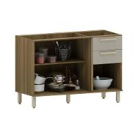 Balcão De Pia 120cm 3 Portas E 2 Gavetas Sem Tampo Isis Luci Avelã-mocca Laca - 2