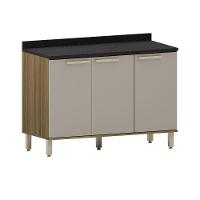 Balcão De Pia 120cm 03 Portas Com Tampo Isis Luciane Móveis Avelã-mocca Laca - 1