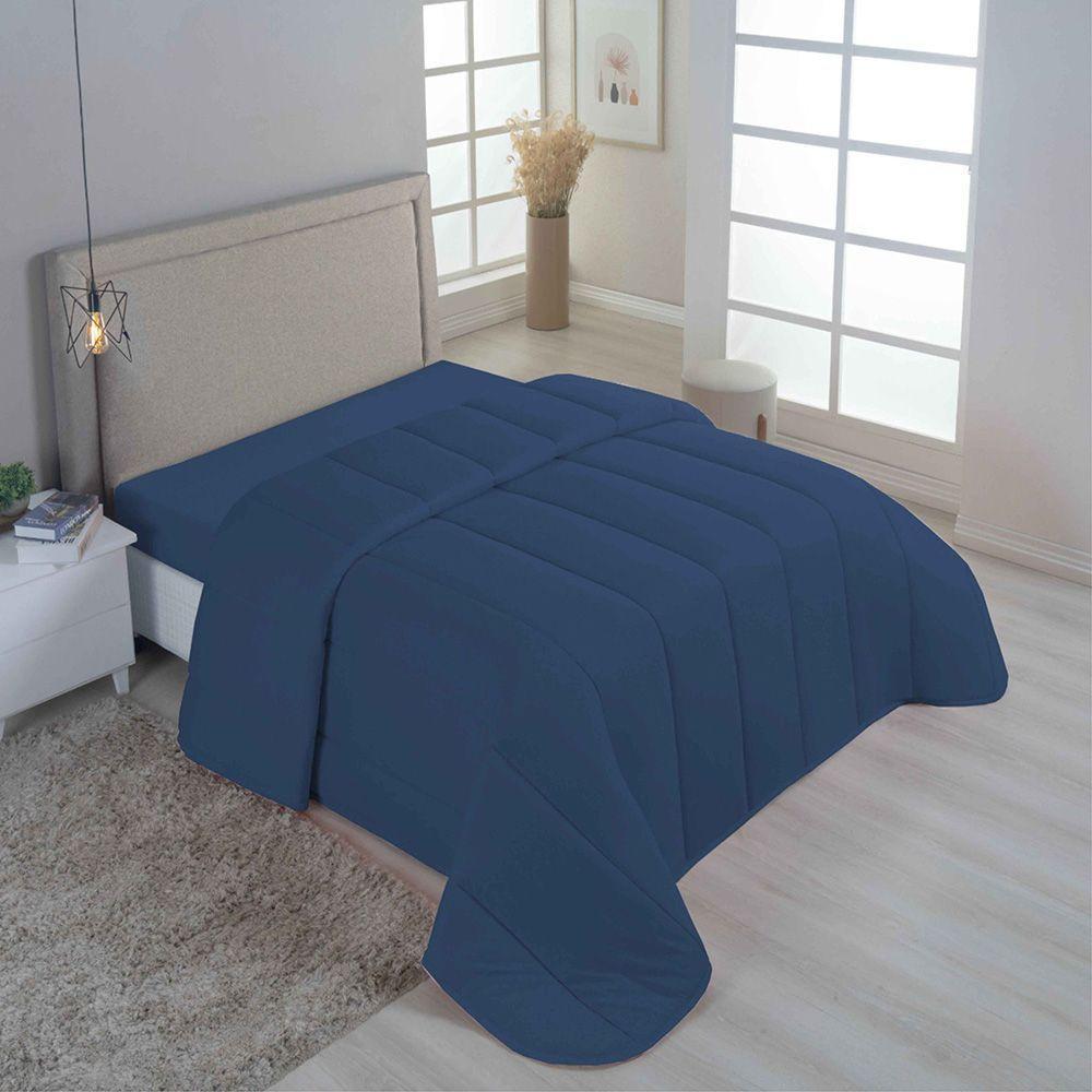 Coordenado Edredom E Lençol King Sereno Em Malha 5 Peças - Marinho- 100% Algodão - 3