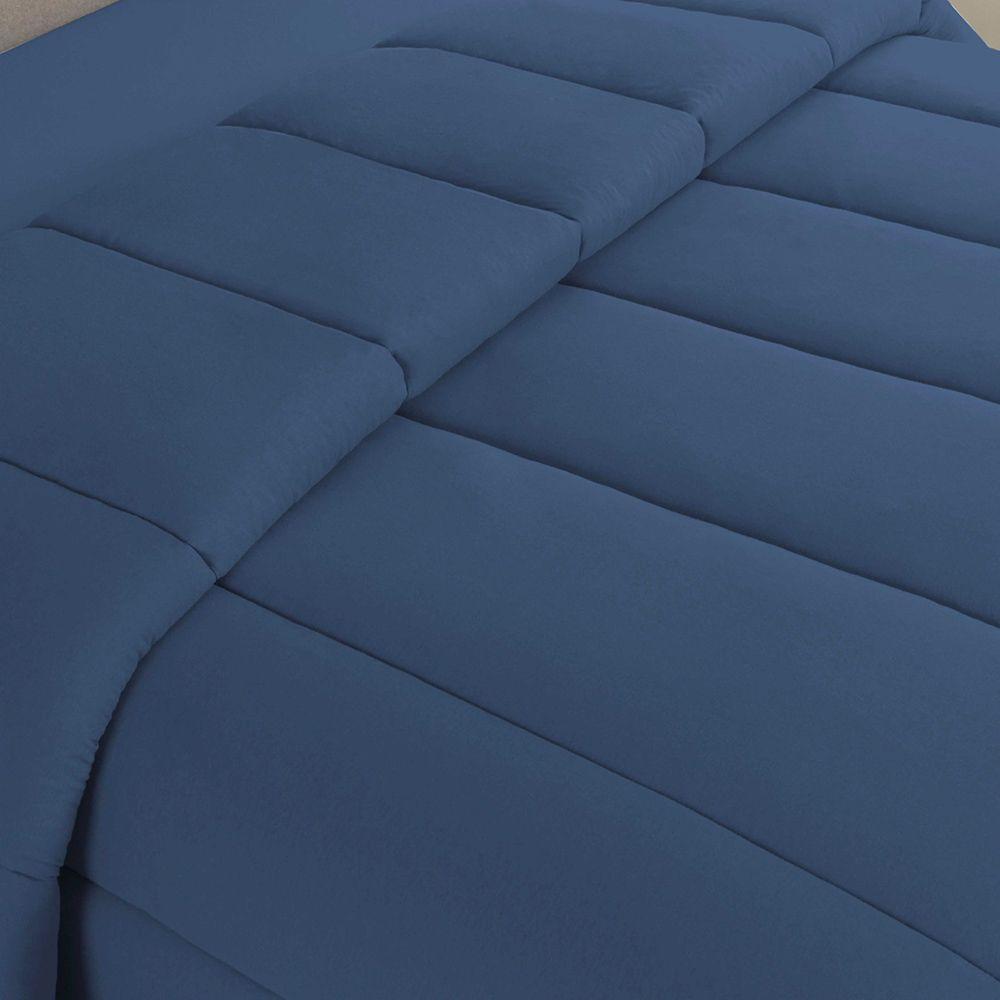 Coordenado Edredom E Lençol King Sereno Em Malha 5 Peças - Marinho- 100% Algodão - 4