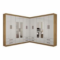 Closet Casal Duplo Lu 12 Portas Com Espelho 8 Gavetas Cinamomo Com Off White - 3