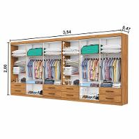 Closet Casal Duplo Lu 12 Portas Com Espelho 8 Gavetas Cinamomo Com Off White - 5