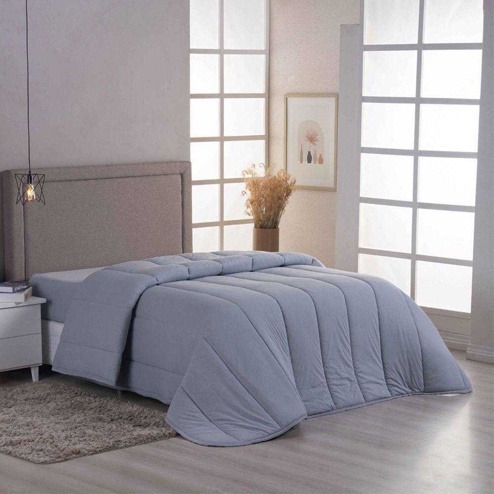Edredom Coberdrom Sereno Queen Em Malha - Cinza - 100% Algodão - 1