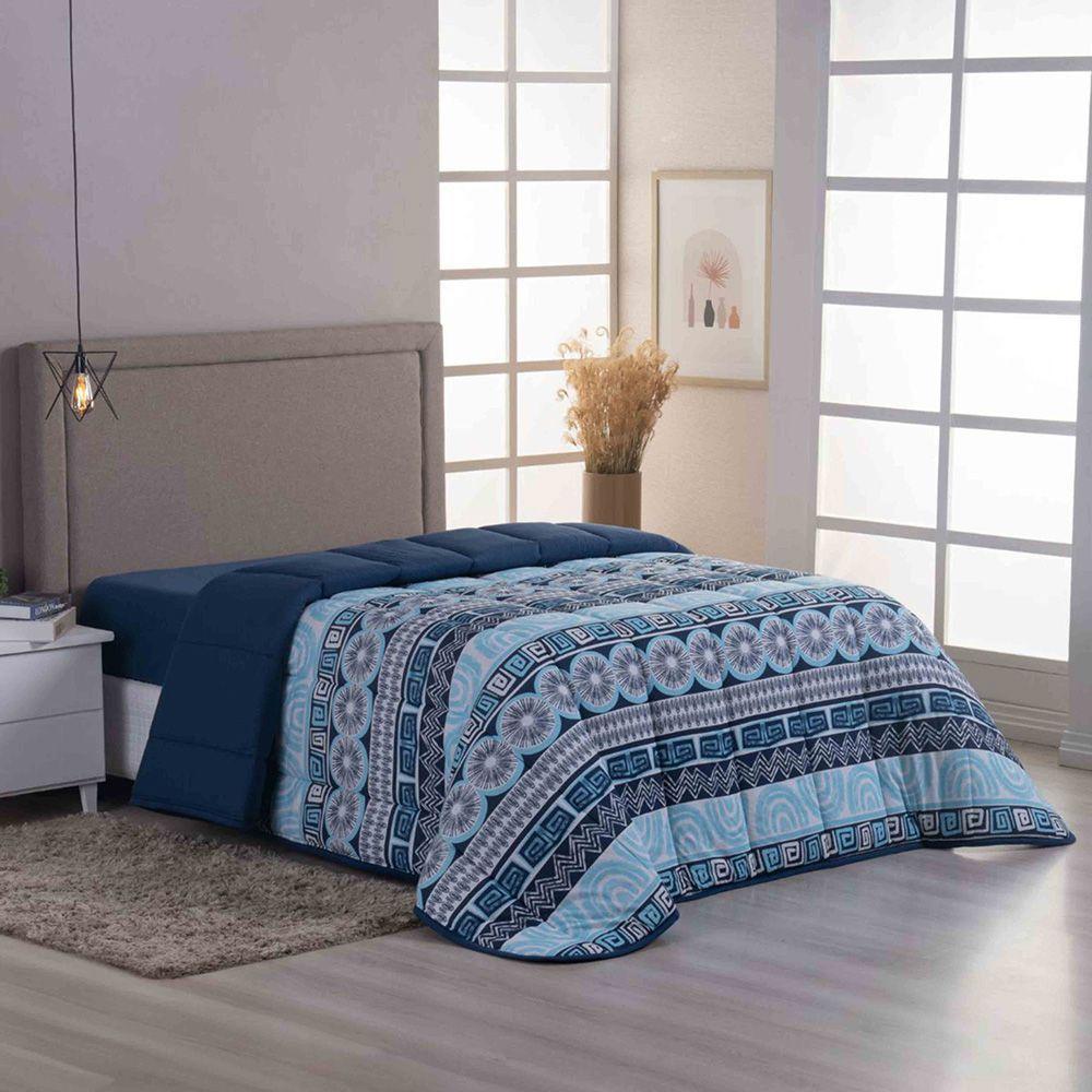 Edredom Coberdrom Sonho Bom Queen Em Malha - Marinho - 100% Algodão - 1
