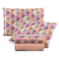 Coordenado Edredom E Lençol King Sonho Bom Em Malha 5 Peças - Salmão - 100% Algodão - 2