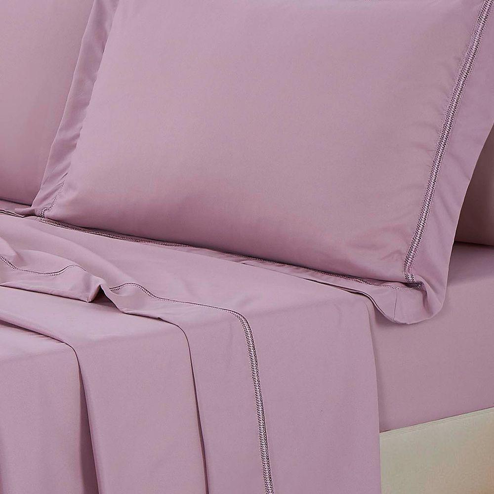 Jogo De Cama Lençol Queen Veraneio Percal 300 Fios 4 Peças - Bordô - 100% Poliéster - 3