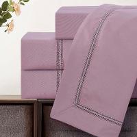 Jogo De Cama Lençol Queen Veraneio Percal 300 Fios 4 Peças - Bordô - 100% Poliéster