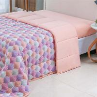 Edredom Coberdrom Sonho Bom Solteiro Em Malha - Salmão - 100% Algodão - 1