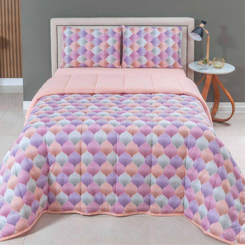 Edredom Coberdrom Sonho Bom King Em Malha - Salmão - 100% Algodão - 2
