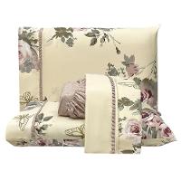 Jogo De Cama Lençol King Topázio Percal 300 Fios 4 Peças - Palha - 100% Poliéster - 1