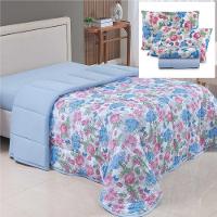 Coordenado Edredom E Lençol King Sonho Bom Em Malha 5 Peças - Azul - 100% Algodão - 1