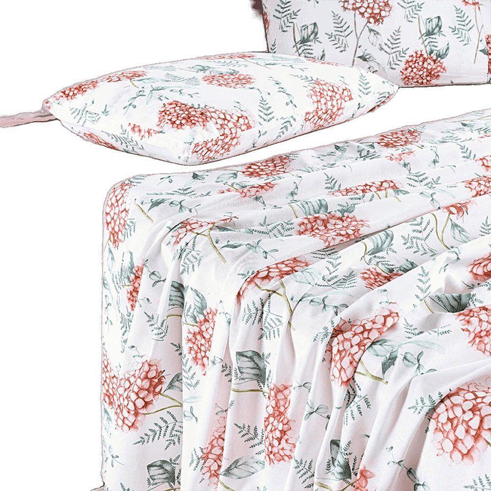 Jogo De Cama Lençol Casal Sensuale Percale 200 Fios 4 Peças - Hortência - 80% Algodão, 20% Poliéster - 1