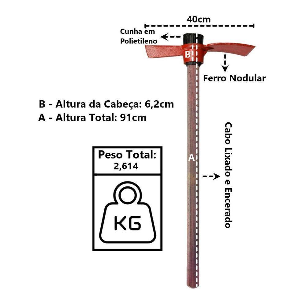 Picareta Chibanca Cabo De Madeira Encerado Cunha Polietileno - 2
