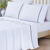 Jogo De Cama Lençol King Veraneio Percal 300 Fios 4 Peças - Branco - 100% Poliéster - 2