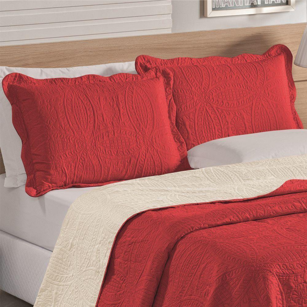 Colcha King Bouti Dupla Face 03 Peças - Vermelho - 100% Poliéster - 2
