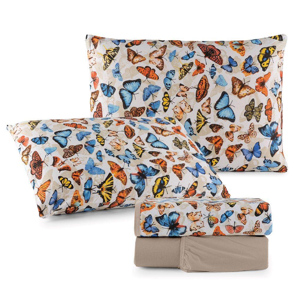 Coordenado Edredom E Lençol King Sonho Bom Em Malha 5 Peças - Cáqui - 100% Algodão - 2