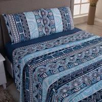 Coordenado Edredom E Lençol Queen Sonho Bom Em Malha 5 Peças - Marinho - 100% Algodão - 5