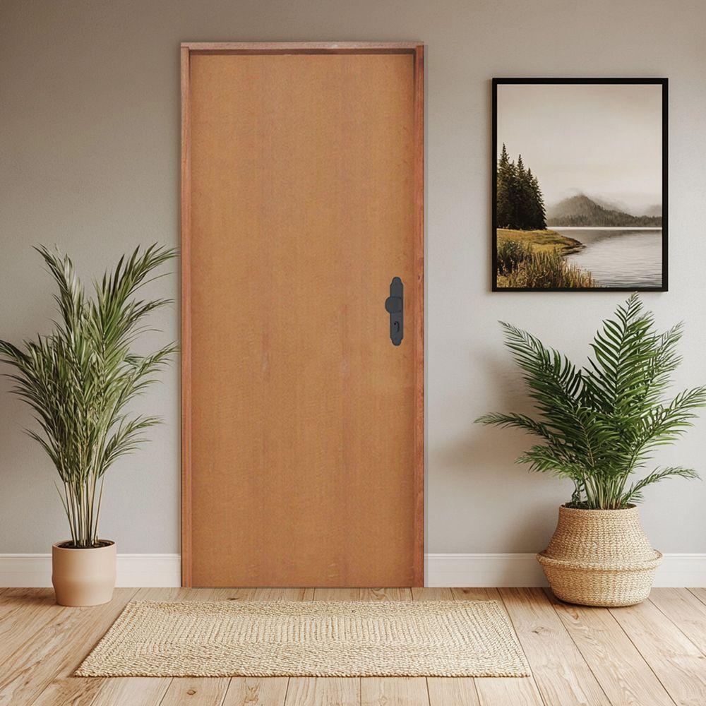 Kit Porta Lisa Padrão Imbuia 72 X 2.10 Batente Ecológico 11cm Fechadura Stam Lado Esquerdo - Hale - 2