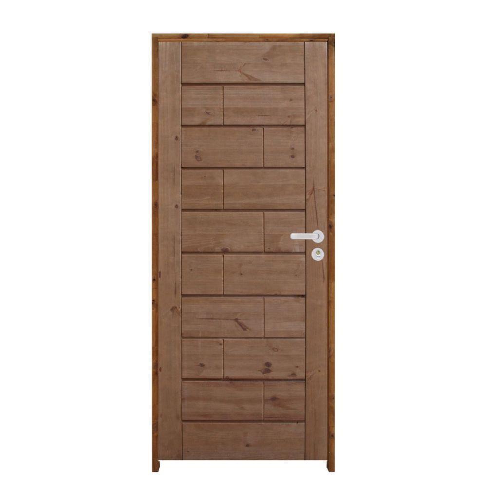 Porta Roma Pinus 92 X 2.10 Batente Ecológico 11cm Fechadura Externa Lado Esquerdo - Rodam - 1