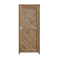 Porta Mexicana Diagonal Pinus 92 X 2.10 Batente Ecológico 14cm Fechadura Externa Lado Direito - Rodam - 1