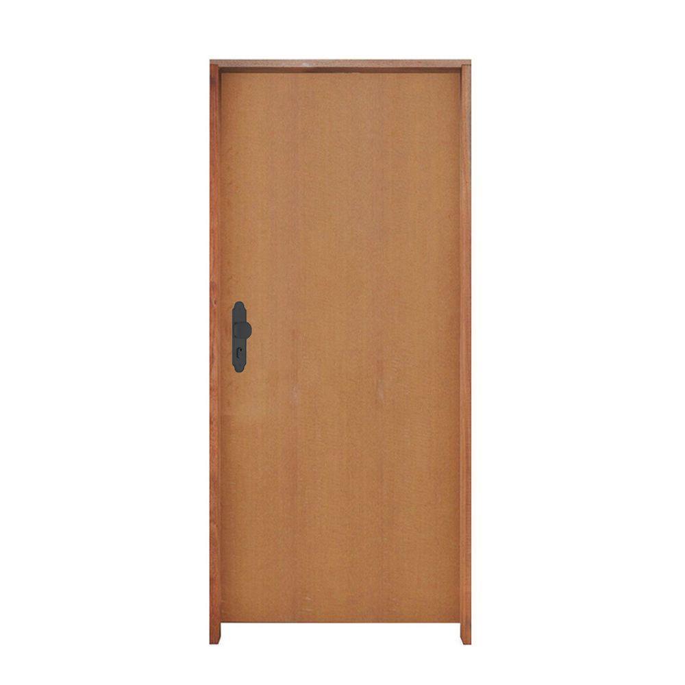 Kit Porta Lisa Padrão Imbuia 72 X 2.10 Batente Ecológico 11cm Fechadura Stam Lado Direito - Hale - 1