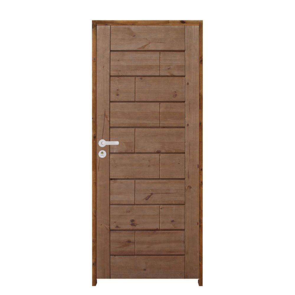 Porta Roma Pinus 92 X 2.10 Batente Ecológico 11cm Fechadura Externa Lado Direito - Rodam - 1
