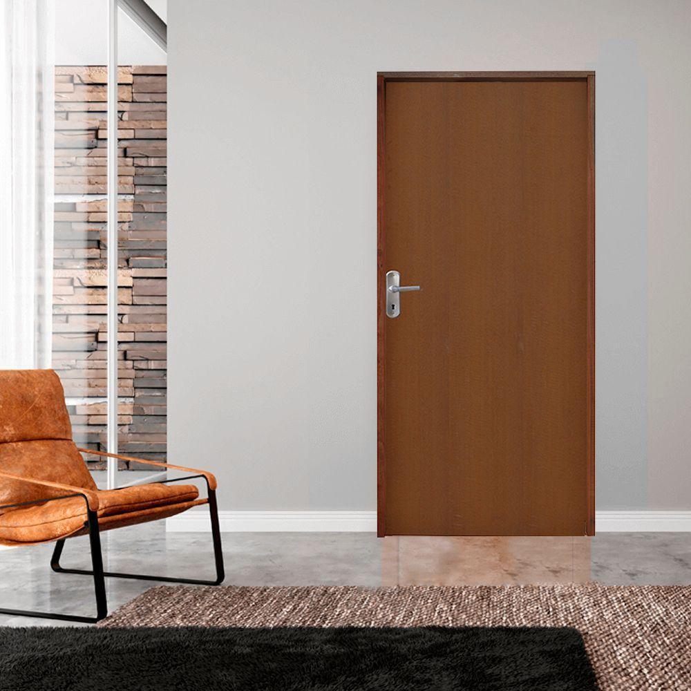 Kit Porta Lisa Padrão Imbuia 62 X 2.10 Batente Ecológico 14 Fechadura Comum Lado Direito - Hale - 2