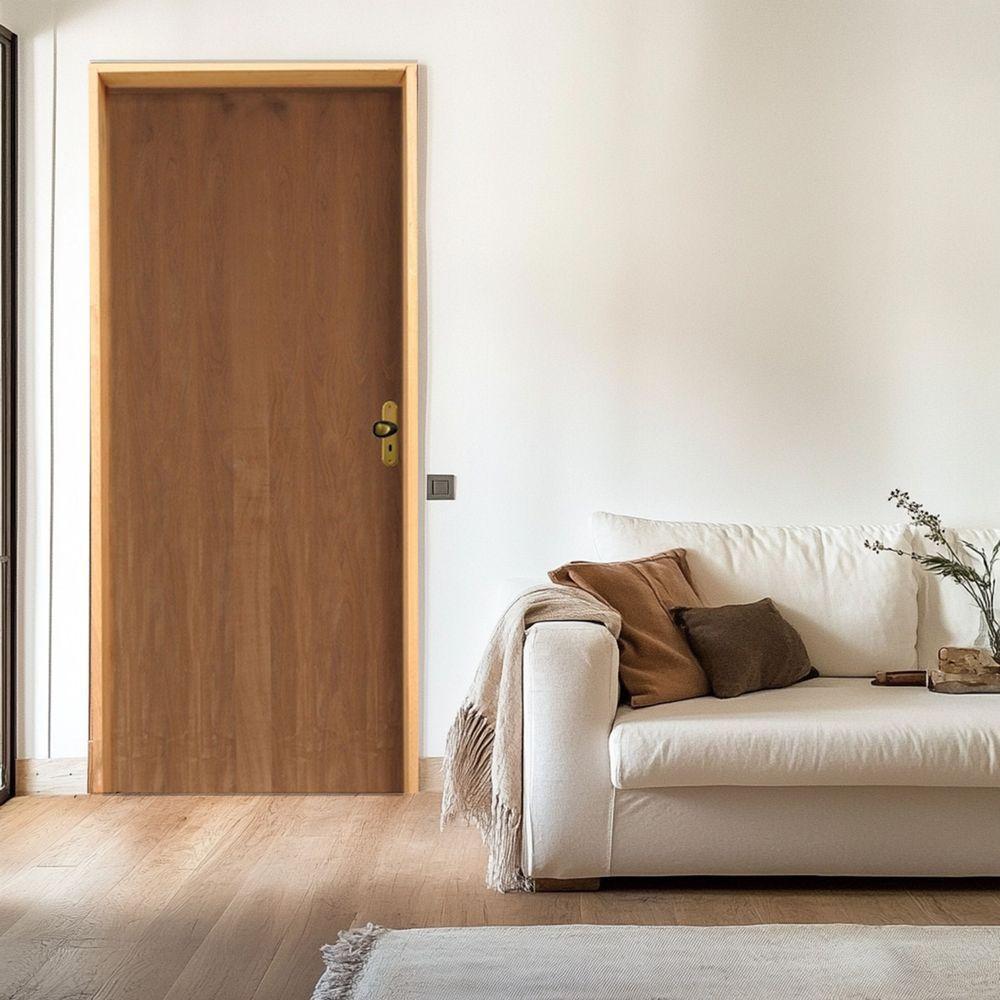 Kit Porta Lisa Padrão Imbuia 92 X 2.10 Batente 14cm Fechadura Interna Lado Esquerdo - Hale - 2