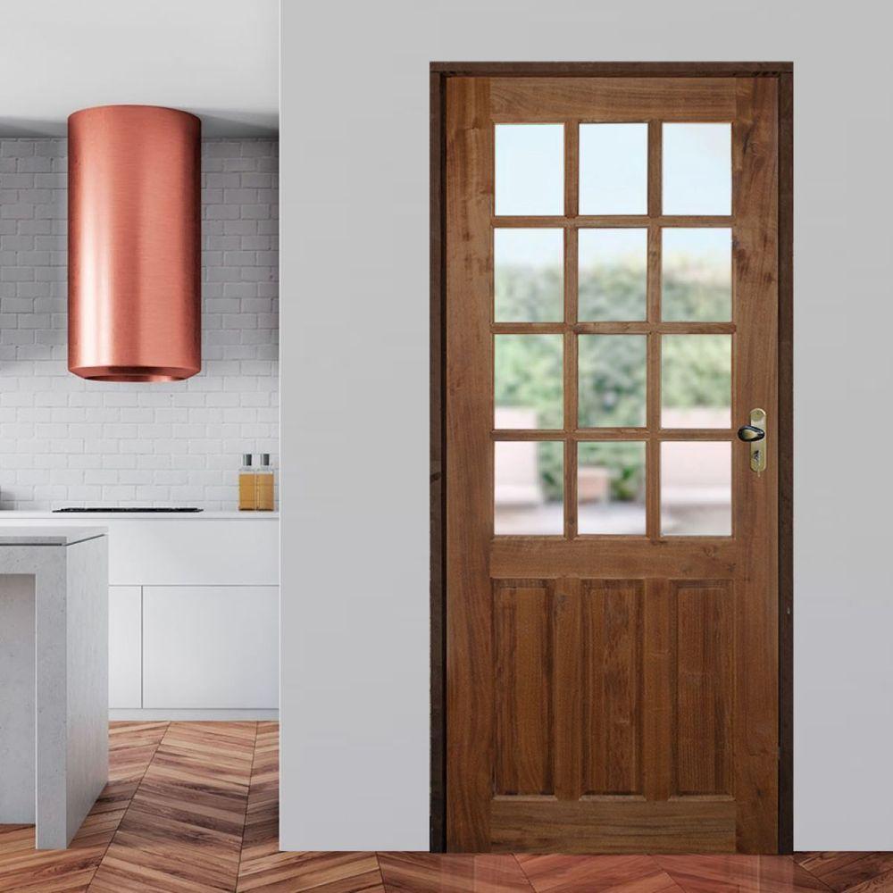 Porta 1-2 Quadriculada 82 X 2.10 Batente Misto 14 Cm Fechadura Externa Lado Esquerdo - Rodam - 2