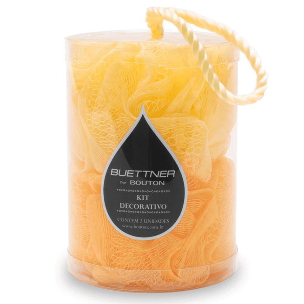 Esponja De Banho Buettner Pote C- 2 Unidades C- Cordão Nylon Amarela - 2