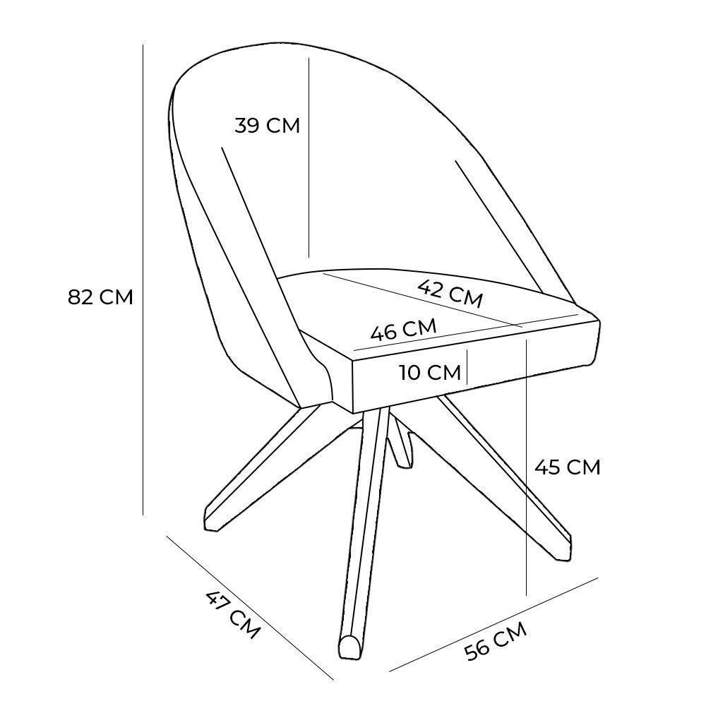 Kit 04 Poltronas Cadeira Giratória Bela Veludo Base De Madeira - Pallazio Cor Rosê - 6