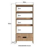 Armário Estante Multiuso 4 Prateleiras E 2 Gavetas Elvis - Natural