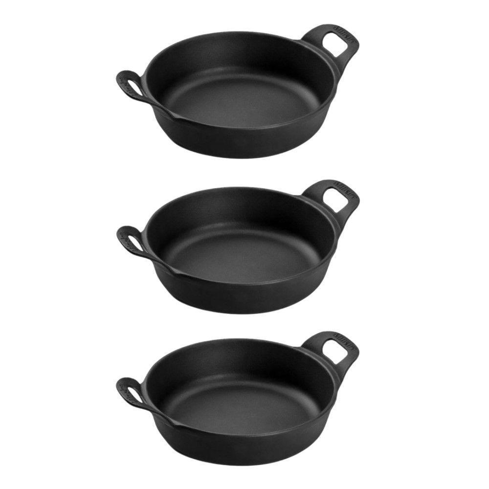 Kit 3 Travessas Redonda 18 Cm 0,9l Em Ferro Fundido Panela Mineira - 1
