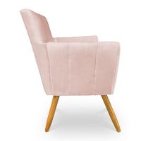 Kit 4 Poltronas Decorativa Leticia Suede Rosa Bebê Pés Palito Castanho - Pallazio - 5