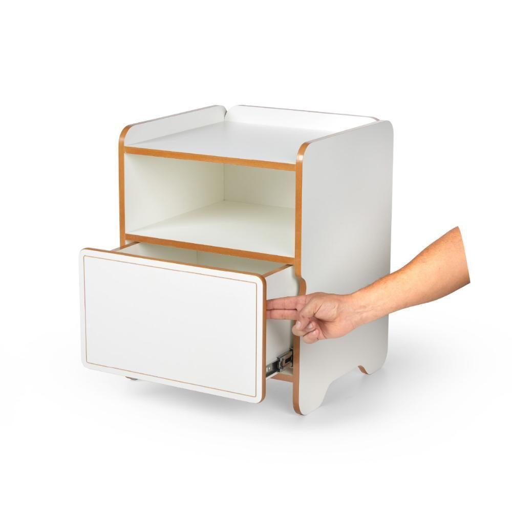 Mesa De Cabeceira 1 Gaveta Com Nicho Cindy - Branco - 4