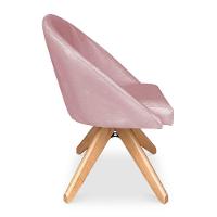 Kit 08 Poltronas Cadeira Giratória Bela Veludo Rosê Base De Madeira - Pallazio - 5