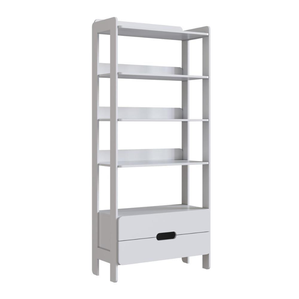 Armário Estante Multiuso 4 Prateleiras E 2 Gavetas Elvis - Branco - 1