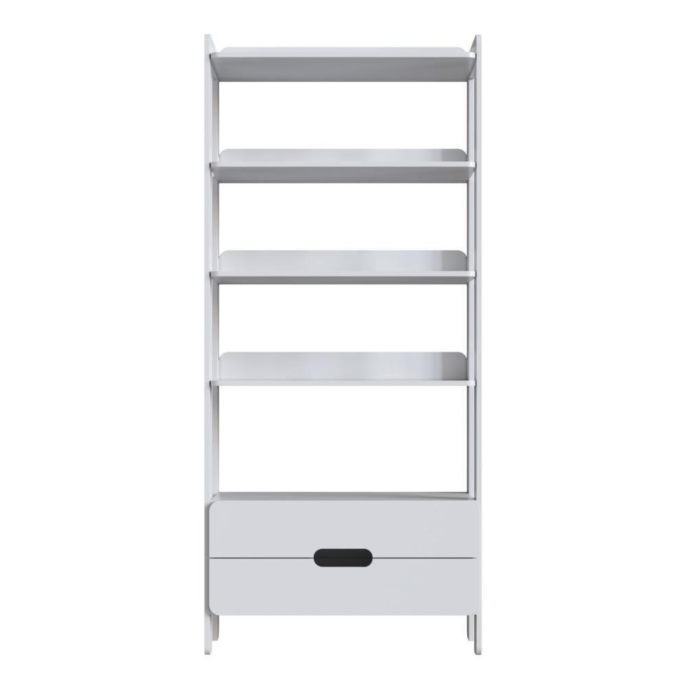 Armário Estante Multiuso 4 Prateleiras E 2 Gavetas Elvis - Branco - 4