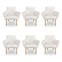 Kit 6 Poltronas Decorativa Leticia Suede Pés Palito Castanho - Pallazio Cor Preto - 1