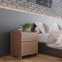 Mesa De Cabeceira 2 Gavetas 45cm Cindy - Marrom - 2